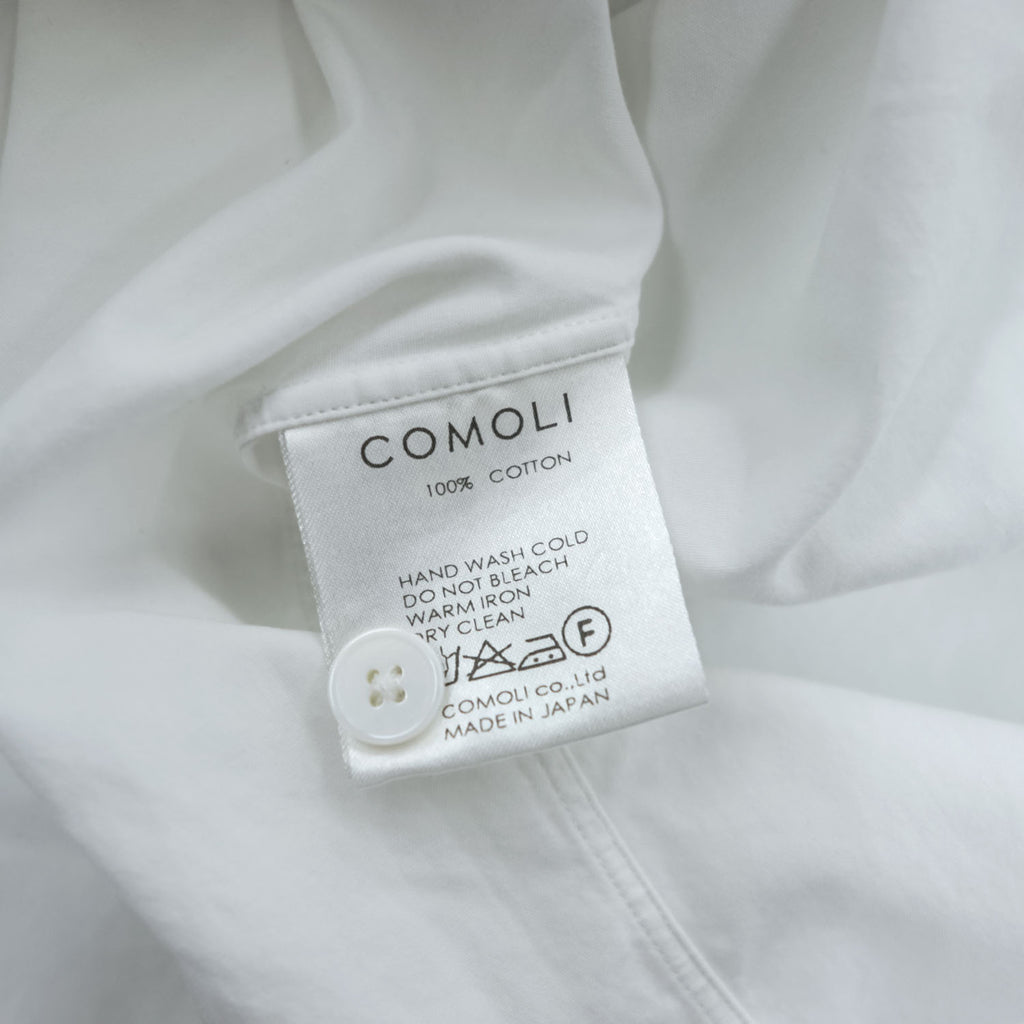 COMOLI 日本製 バンドカラーシャツ 長袖 ロング シャツ S ホワイト オーバーサイズ J03-02002
