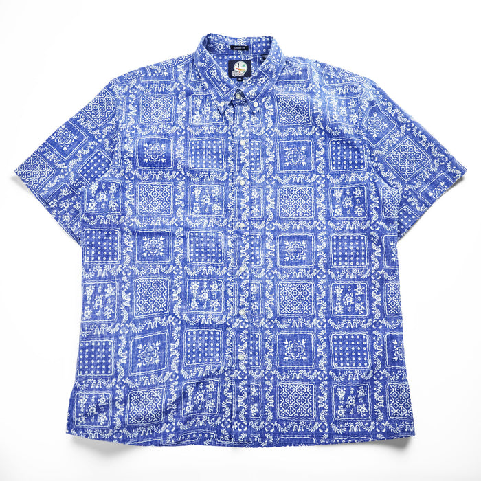 reyn spooner 90年代 ヴィンテージ アロハシャツ 半袖シャツ XL ブルー 総柄 バンダナ CLASSIC FIT ビキニタグ ボタンダウン