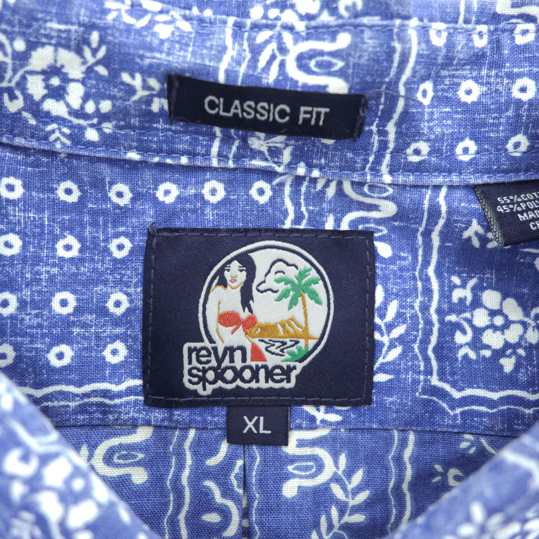 reyn spooner 90年代 ヴィンテージ アロハシャツ 半袖シャツ XL ブルー 総柄 バンダナ CLASSIC FIT ビキニタグ ボタンダウン