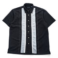 VAN HEUSEN STUDIO 半袖シャツ L ブラック グレー 縦ライン 切替 ボックスシルエット