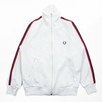 FRED PERRY 80s Vintage Made in Japan Jersey Track Jacket L White Embroidered Logo