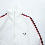 FRED PERRY 80s Vintage Made in Japan Jersey Track Jacket L White Embroidered Logo