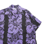SUN SURF 日本製 アロハシャツ 半袖 オープンカラーシャツ M パープル 総柄 ANTHRIUM BORDER 開襟 SS34446