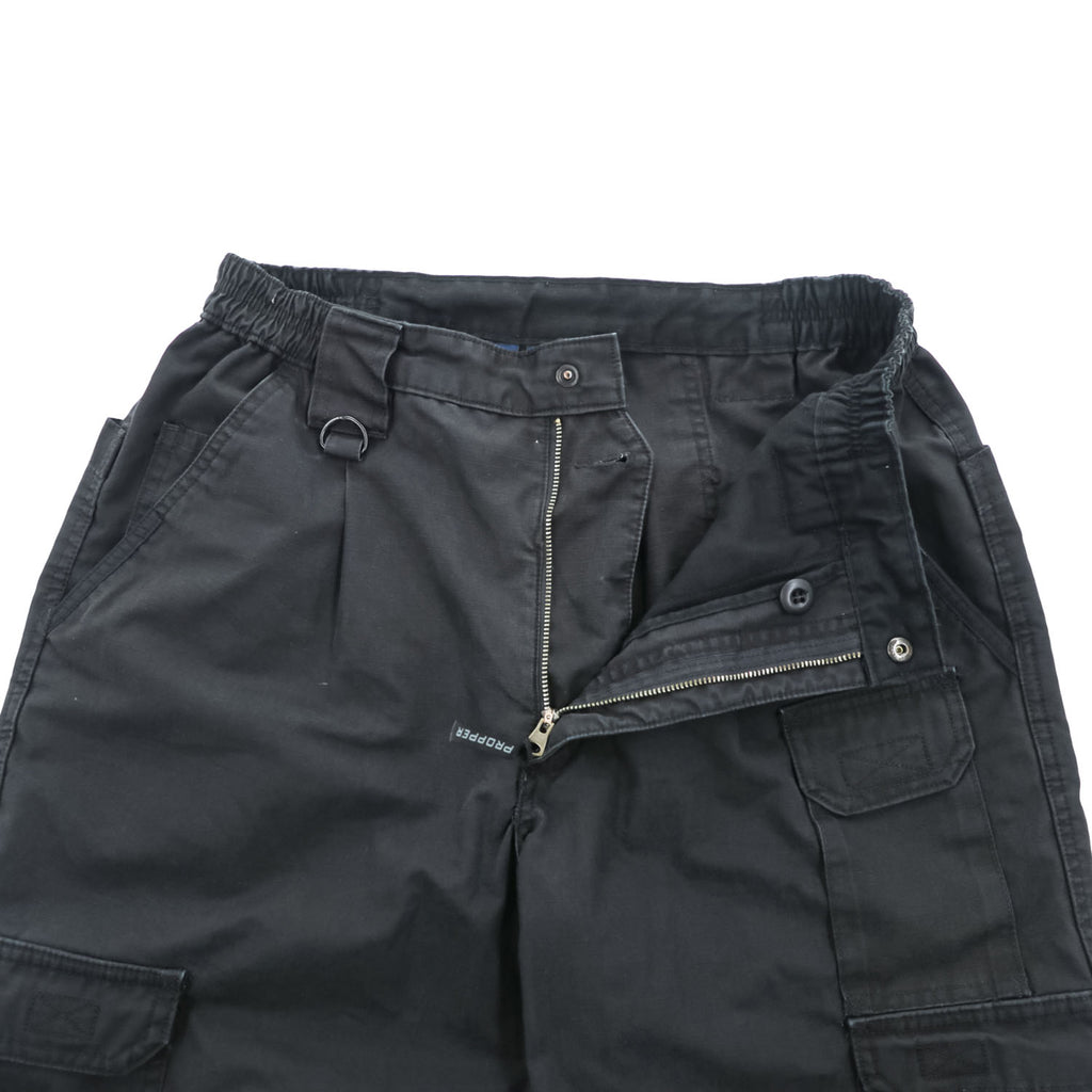 PROPPER タクティカル カーゴパンツ ブラック リップストップ 65/35 ポリコットン ダブルニー W34 L32