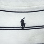 Polo Ralph Lauren 90年代 ヴィンテージ ポロシャツ M ネイビー ホワイト ボーダー スモールポニー ロゴ 刺繍 ポケット 鹿の子