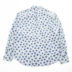 soe shirts 日本製 ドレスシャツ 長袖シャツ M ホワイト ブルー 花柄 薔薇 胸ポケット 2121-81-802