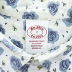 soe shirts 日本製 ドレスシャツ 長袖シャツ M ホワイト ブルー 花柄 薔薇 胸ポケット 2121-81-802