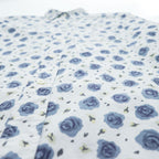 soe shirts 日本製 ドレスシャツ 長袖シャツ M ホワイト ブルー 花柄 薔薇 胸ポケット 2121-81-802