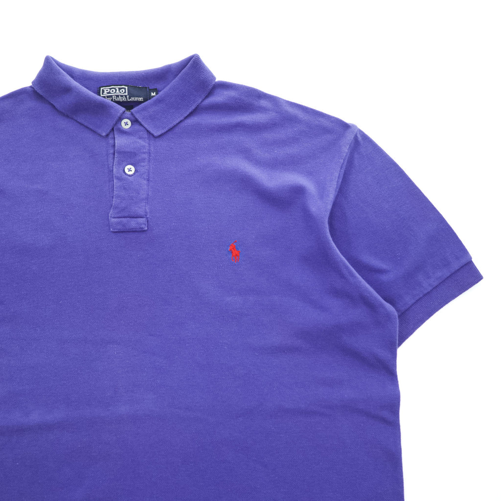 Polo Ralph Lauren 90年代 ヴィンテージ USA製 ポロシャツ M ブルー スモールポニー ロゴ 刺繍 鹿の子