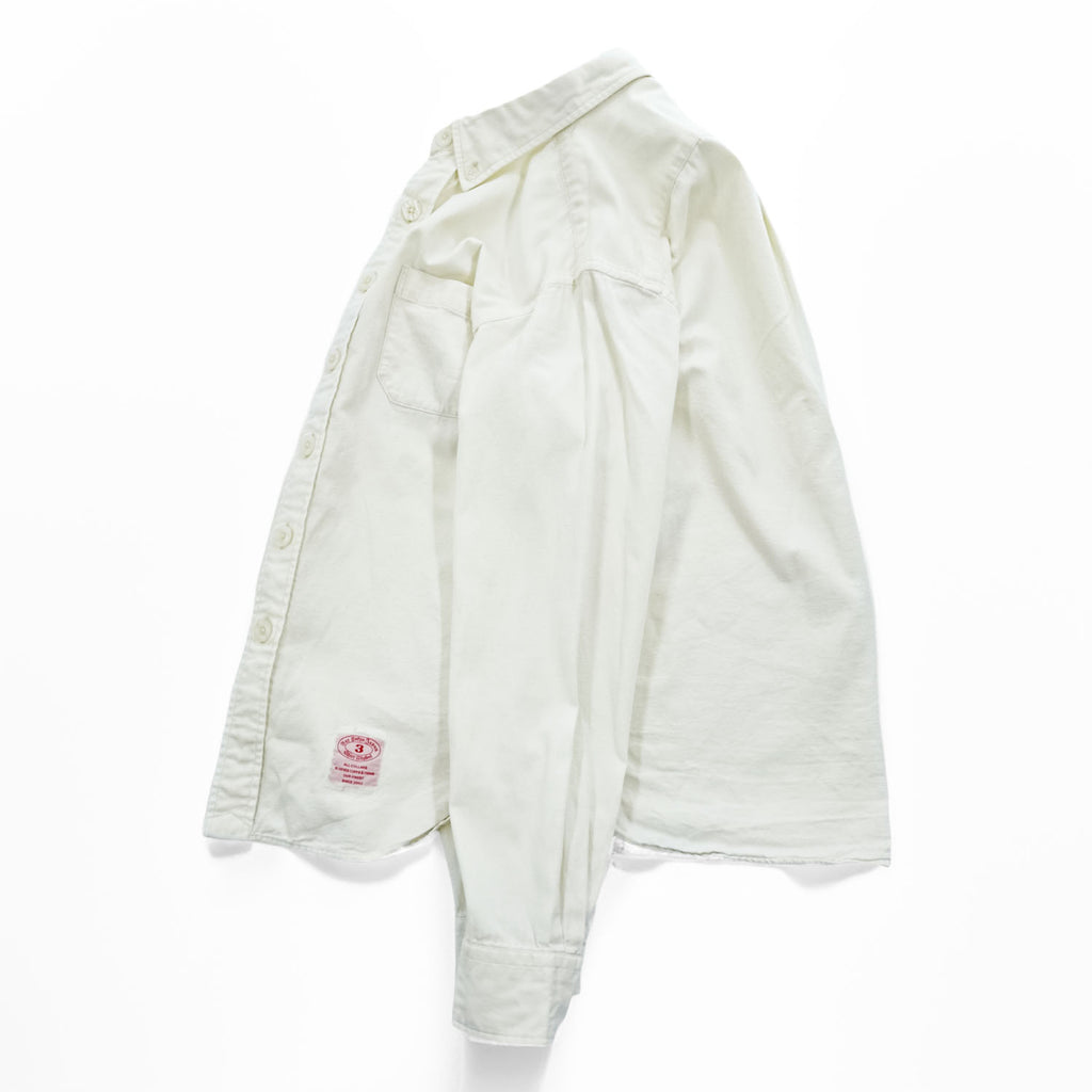 FAT 長袖 SLIMOX SOLID ボタンダウンシャツ SKINNY オフホワイト 生成り 胸ポケット