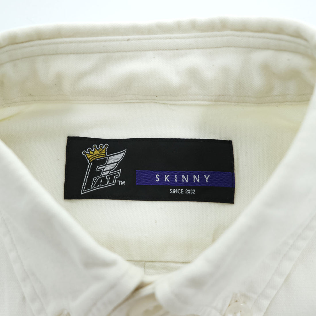 FAT 長袖 SLIMOX SOLID ボタンダウンシャツ SKINNY オフホワイト 生成り 胸ポケット