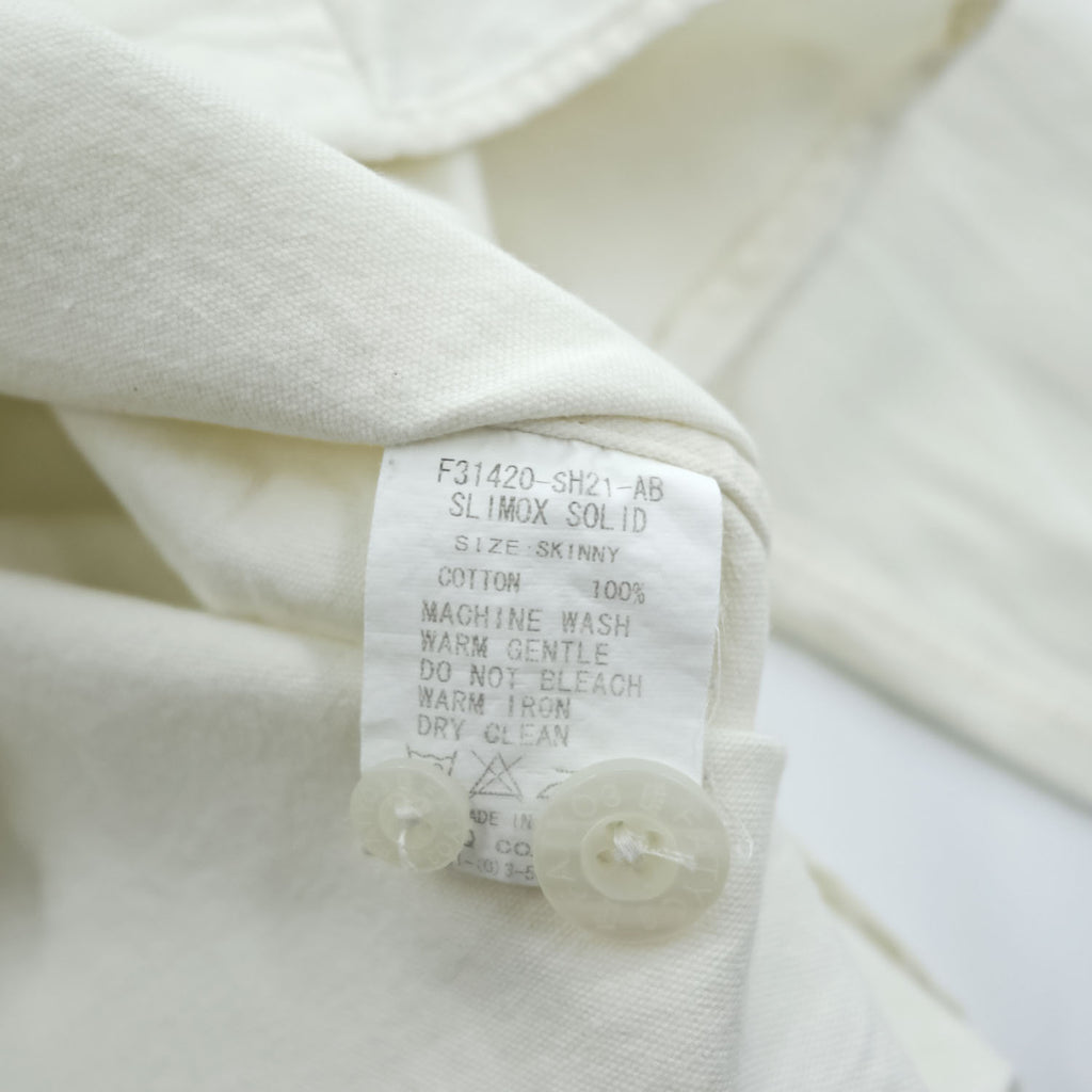 FAT 長袖 SLIMOX SOLID ボタンダウンシャツ SKINNY オフホワイト 生成り 胸ポケット