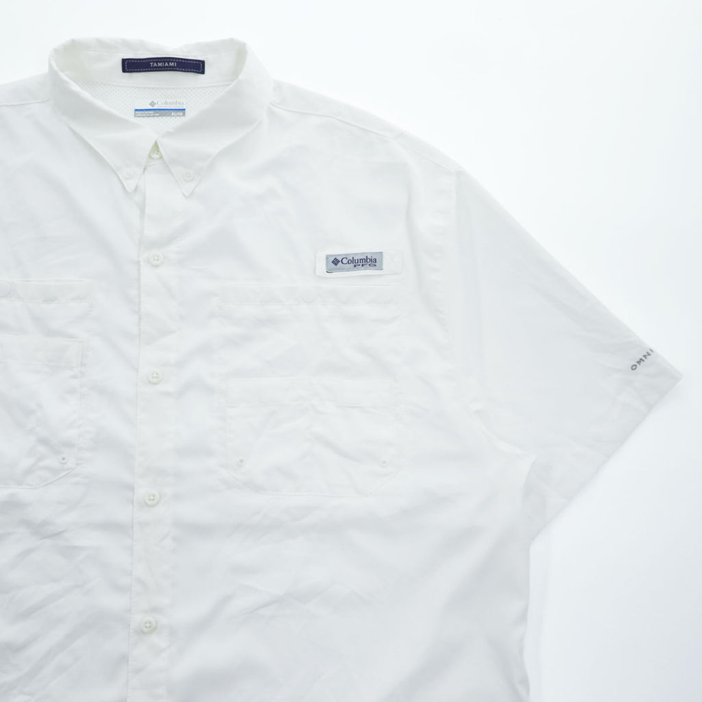 Columbia PFG TAMIAMI 2 半袖 フィッシングシャツ XL ホワイト メッシュ リップストップ OMNI-WICK 吸湿速乾 ボタンダウン FM7266