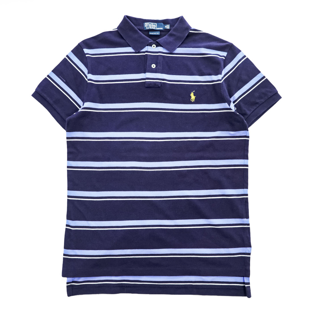 Polo Ralph Lauren 90年代 ヴィンテージ ボーダー ポロシャツ M ネイビー ブルー CUSTOM FIT 鹿の子