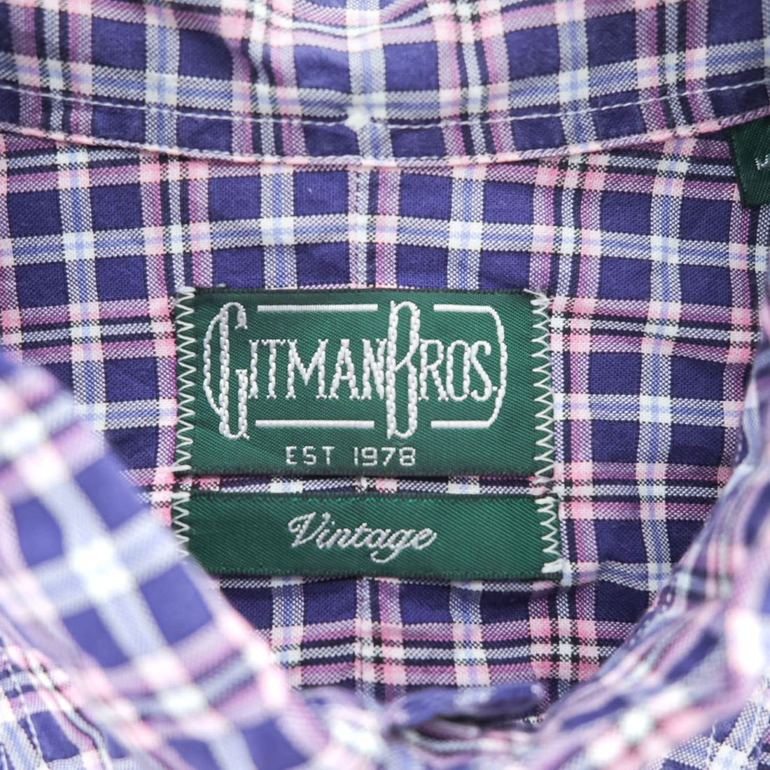 Gitman Bros Vintage USA製 長袖 チェック シャツ M パープル ボタンダウン 胸ポケット