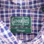 Gitman Bros Vintage USA製 長袖 チェック シャツ M パープル ボタンダウン 胸ポケット