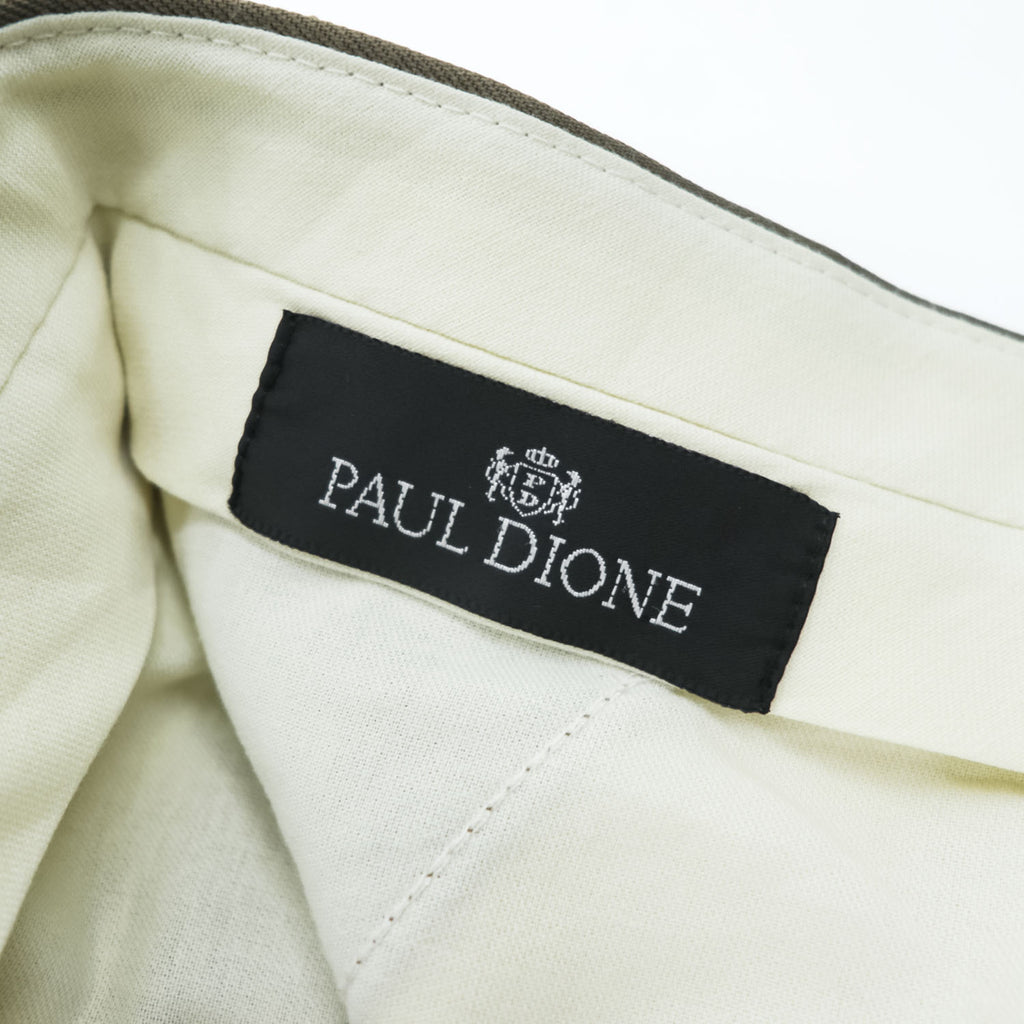 PAUL DIONE 90年代 カナダ製 UNION MADE ヴィンテージ スラックス パンツ L グリーン ギャバジン ワイド タック プリーツ ダブルカフス