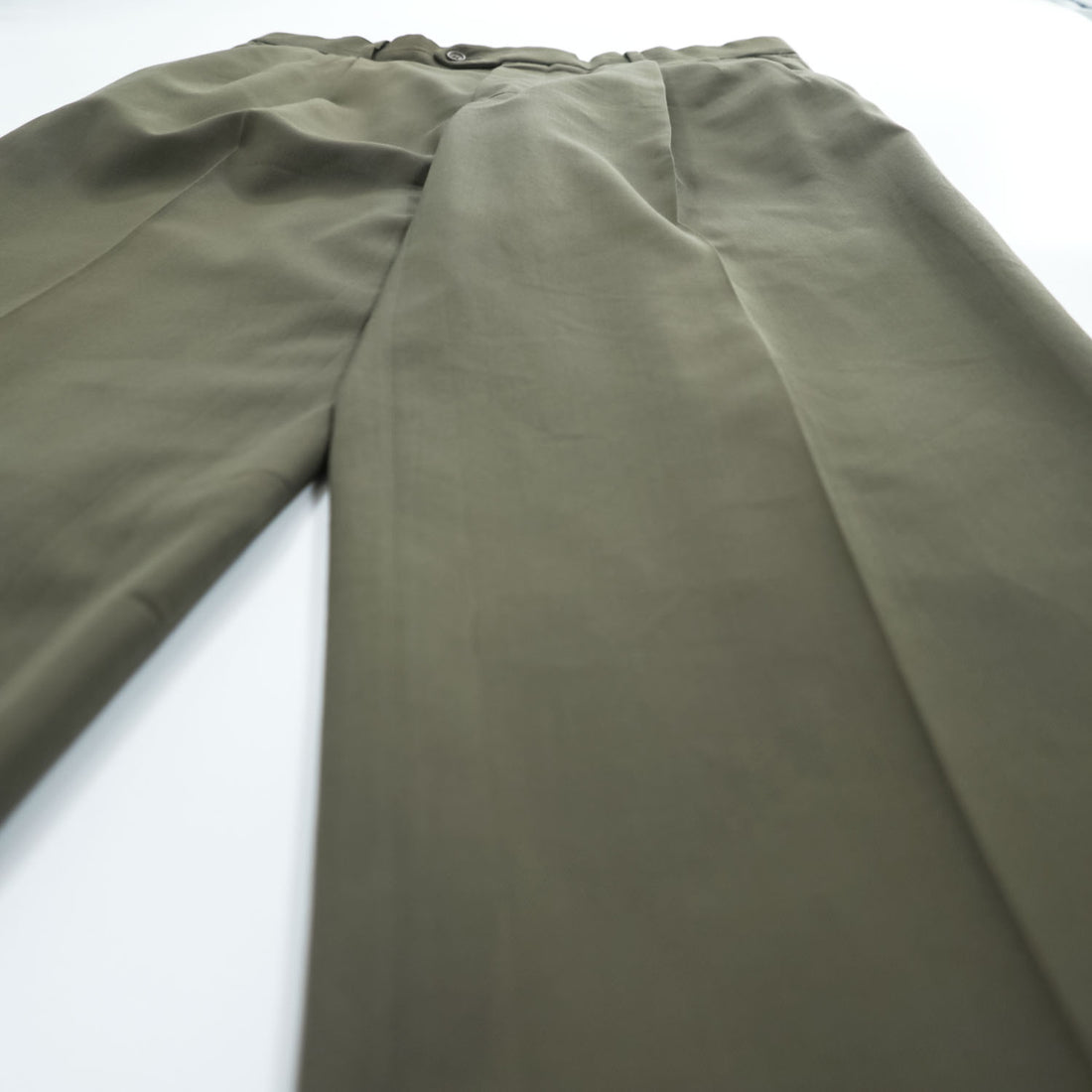 PAUL DIONE 90年代 カナダ製 UNION MADE ヴィンテージ スラックス パンツ L グリーン ギャバジン ワイド タック プリーツ ダブルカフス