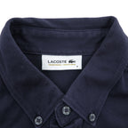 LACOSTE 日本製 ポロシャツ L ネイビー ワンポイントロゴ BD BIZ S/S POLO SHIRT ボタンダウン 鹿の子 KH701E