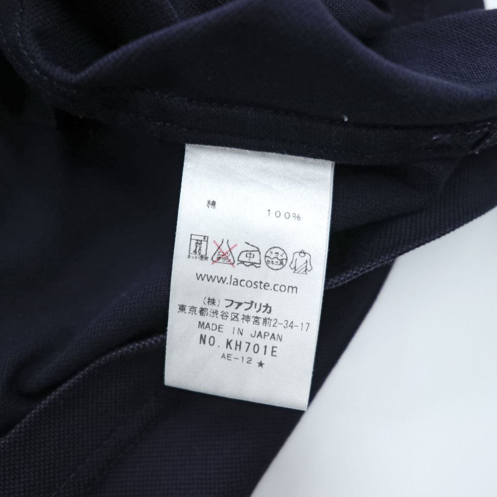 LACOSTE 日本製 ポロシャツ L ネイビー ワンポイントロゴ BD BIZ S/S POLO SHIRT ボタンダウン 鹿の子 KH701E