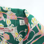 SUN SURF 日本製 アロハシャツ 半袖 オープンカラー シャツ S グリーン CROWN FLOWER 開襟 SS34858 未使用品