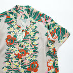 SUN SURF 日本製 アロハシャツ 半袖 オープンカラー シャツ S グリーン CROWN FLOWER 開襟 SS34858 未使用品