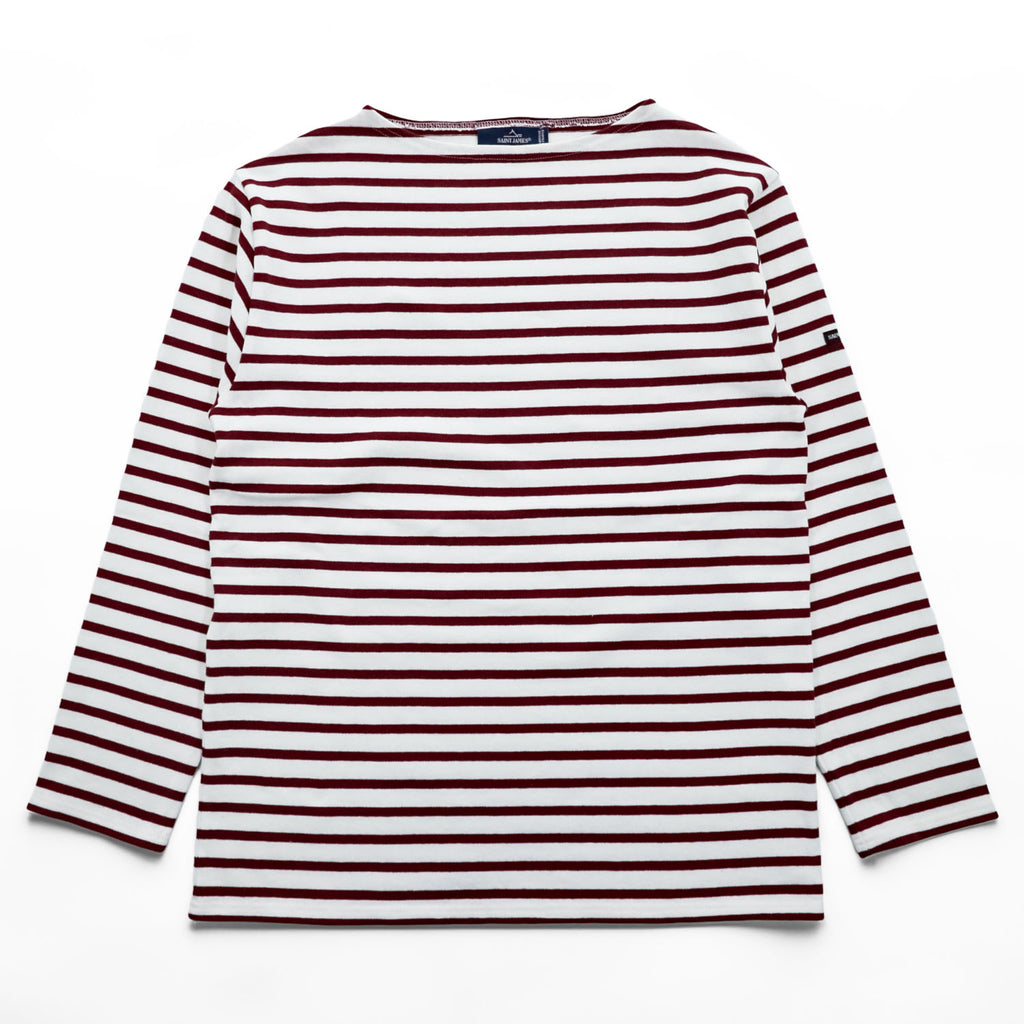 SAINT JAMES フランス製 バスクシャツ 長袖 ロングスリーブ Tシャツ M ホワイト ボルドー ボーダー ボートネック