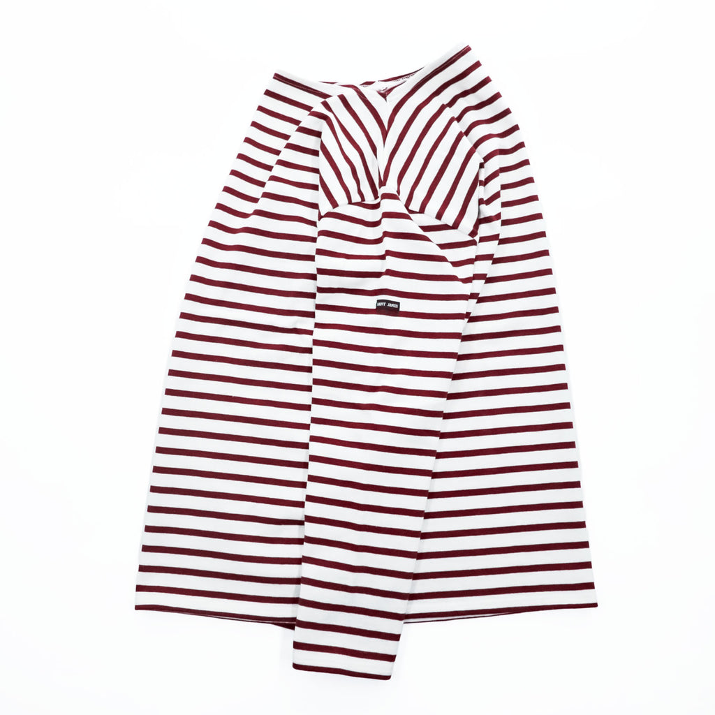 SAINT JAMES フランス製 バスクシャツ 長袖 ロングスリーブ Tシャツ M ホワイト ボルドー ボーダー ボートネック