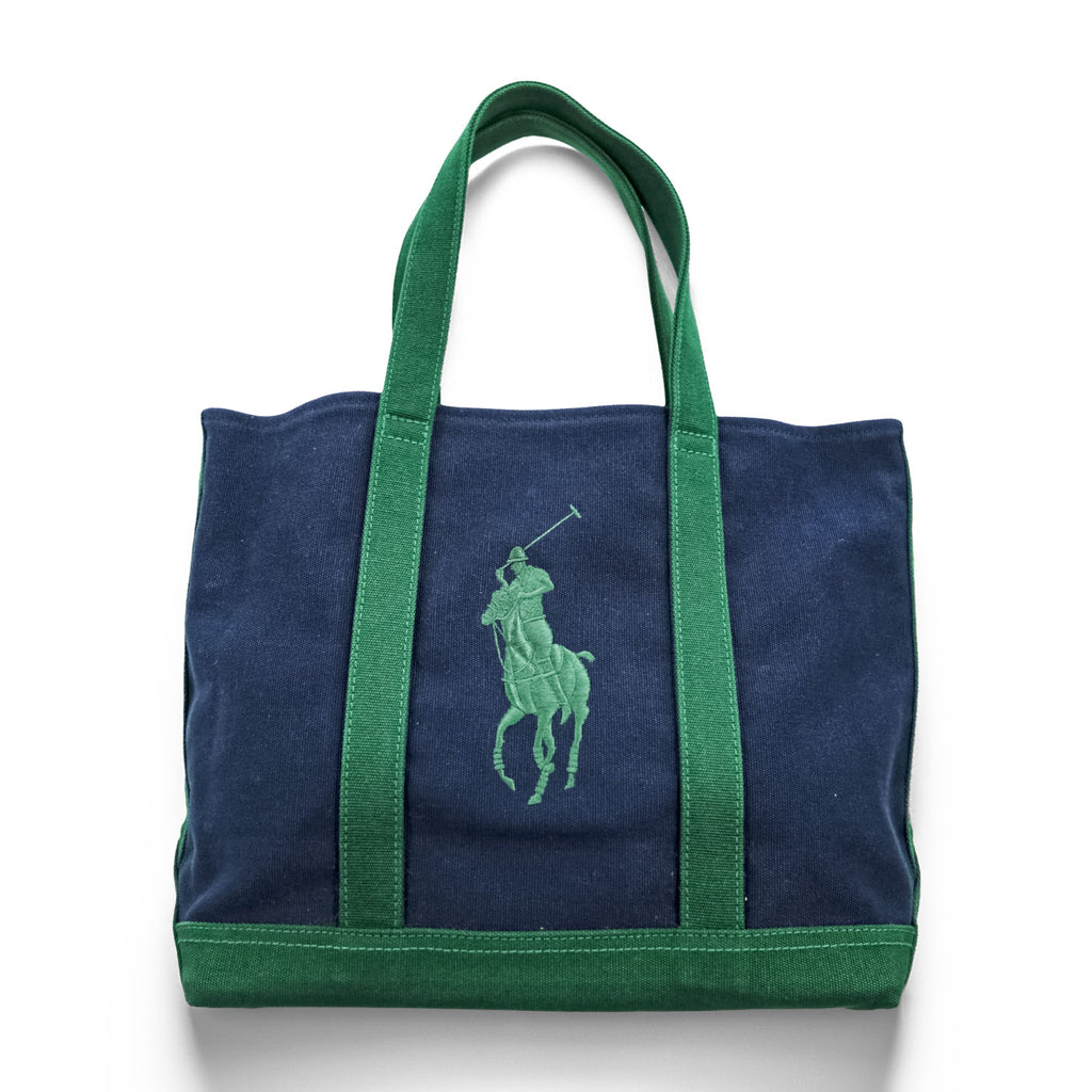 Ralph Lauren ビッグポニー 刺繍 トートバッグ グリーン ネイビー キャンバス
