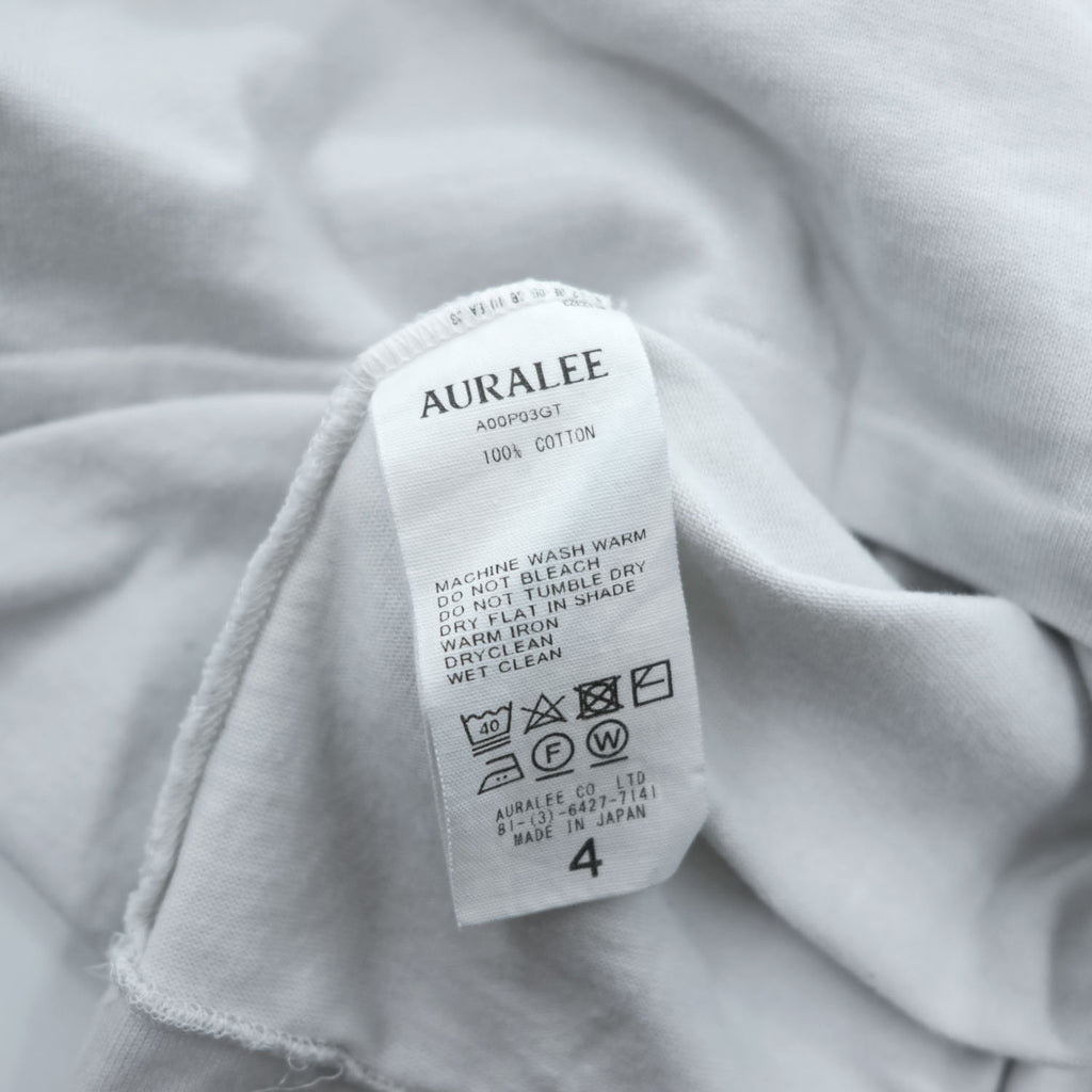 AURALEE 日本製 ハイネックカットソー LUSTER PLAITING HI NECK L/S TEE L ホワイト 24AW A00P03GT