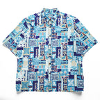 Reyn Spooner 90s Vintage Hawaiian Shirt Short-Sleeve Shirt, Size L, Blue, Patterned, JOE KEALOHA'S
