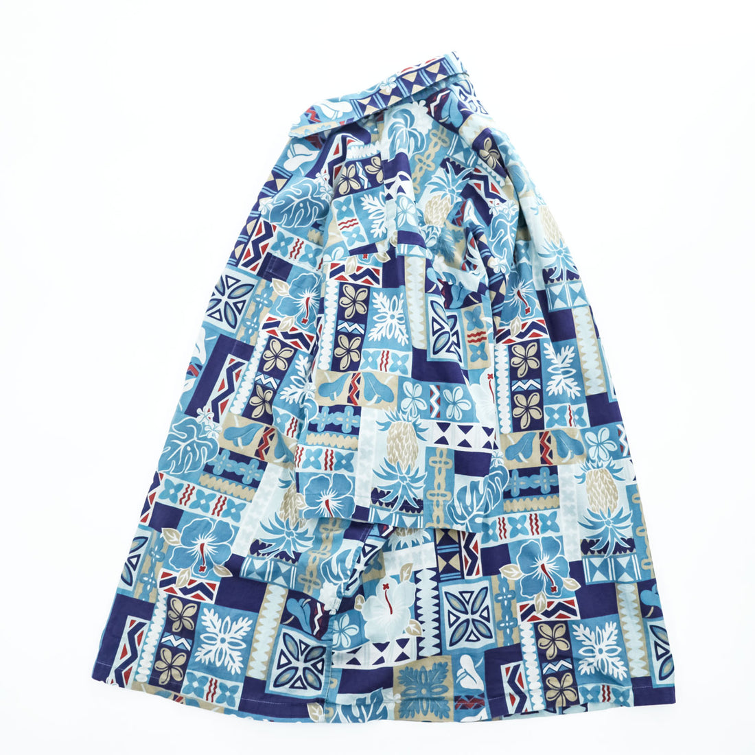 Reyn Spooner 90s Vintage Hawaiian Shirt Short-Sleeve Shirt, Size L, Blue, Patterned, JOE KEALOHA'S