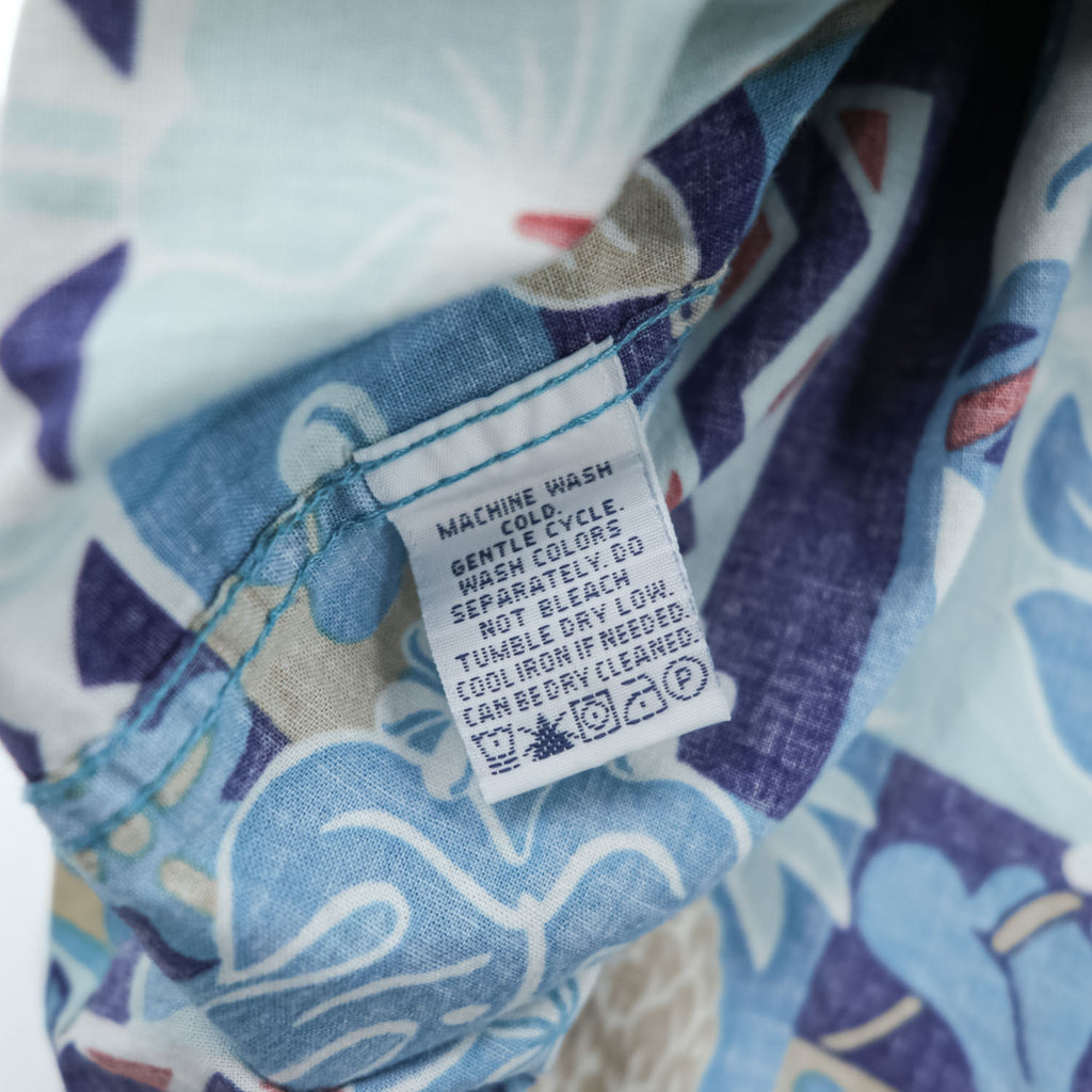 Reyn Spooner 90s Vintage Hawaiian Shirt Short-Sleeve Shirt, Size L, Blue, Patterned, JOE KEALOHA'S