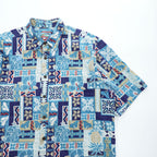 Reyn Spooner 90s Vintage Hawaiian Shirt Short-Sleeve Shirt, Size L, Blue, Patterned, JOE KEALOHA'S