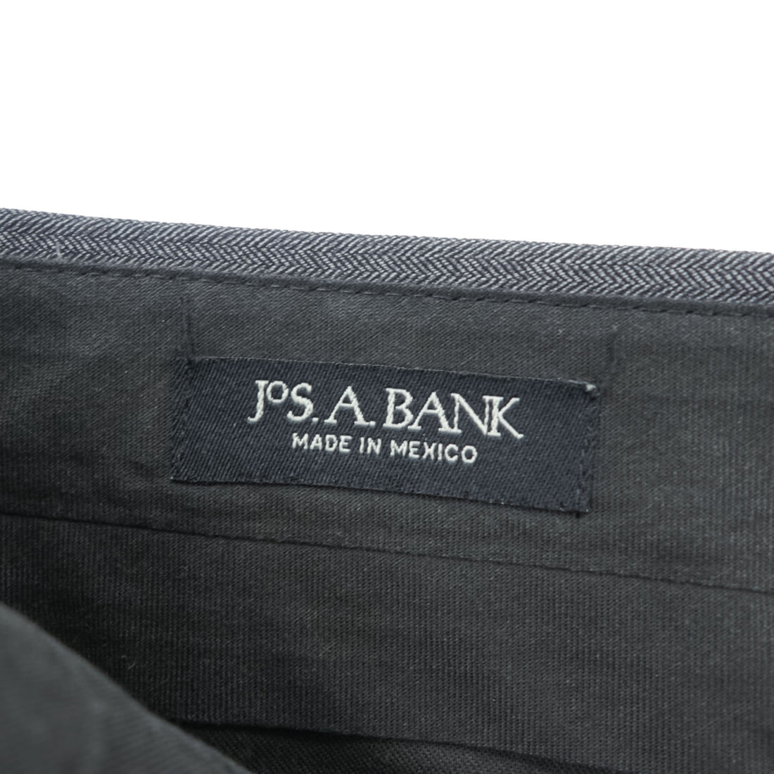 JOS.A.BANK スラックス ドレスパンツ L グレー ヘリンボーン 2タック プリーツ サスペンダーボタン