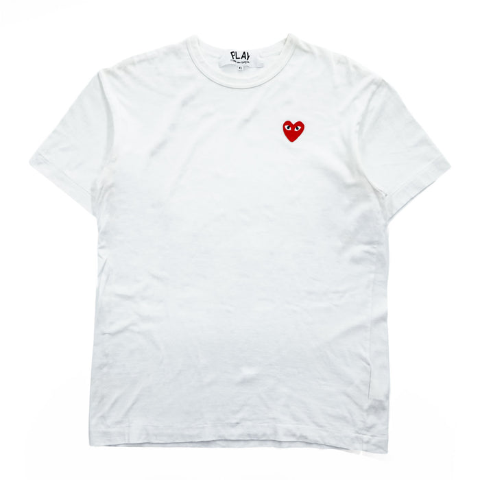 PLAY COMME des GARCONS 日本製 RED HEART レッドハート ワッペン Tシャツ XL ホワイト ワンポイントロゴ AD2020/6 AZ-T108