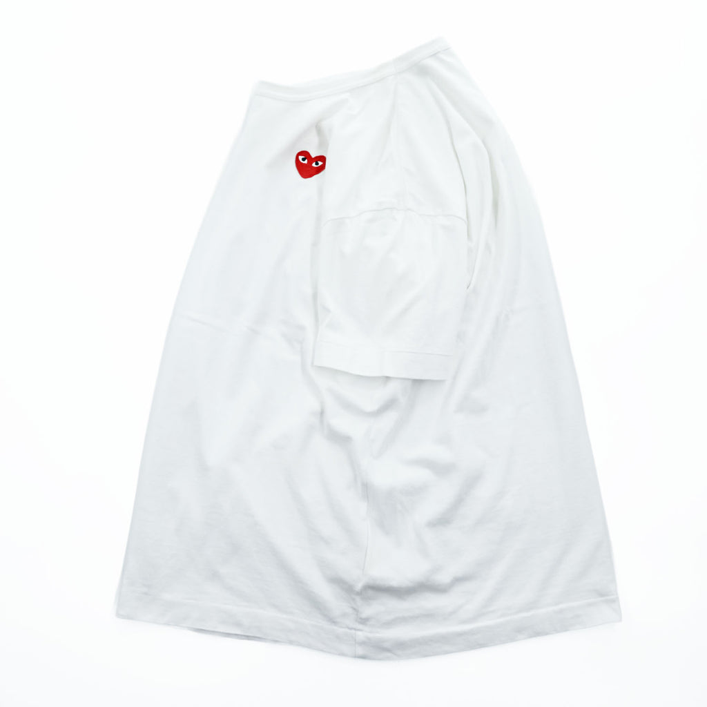 PLAY Comme des Garcons Red Heart Emblem White Cotton T-Shirt Made in Japan Size XL AZ-T108