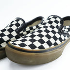 VANS チェッカー スリッポン CHECKER SLIP ON スニーカー 26cm ブラック ホワイト フラッグチェック ガムソール キャンバス V98CL
