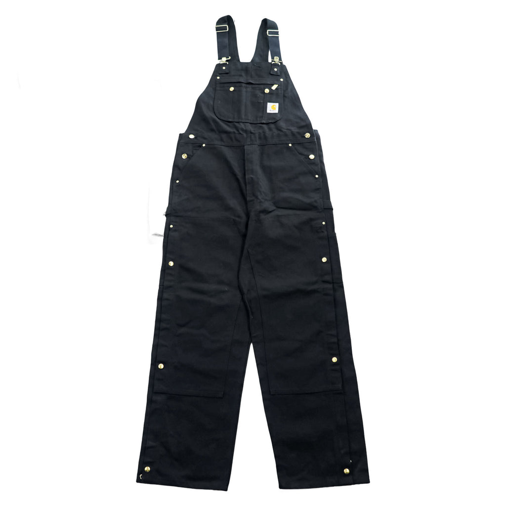 carhartt ダブルニー ダック オーバーオール 36 x 32 ブラック キャンバス BIB OVERALLS サイドジップ スリット R37-BLK 未使用品