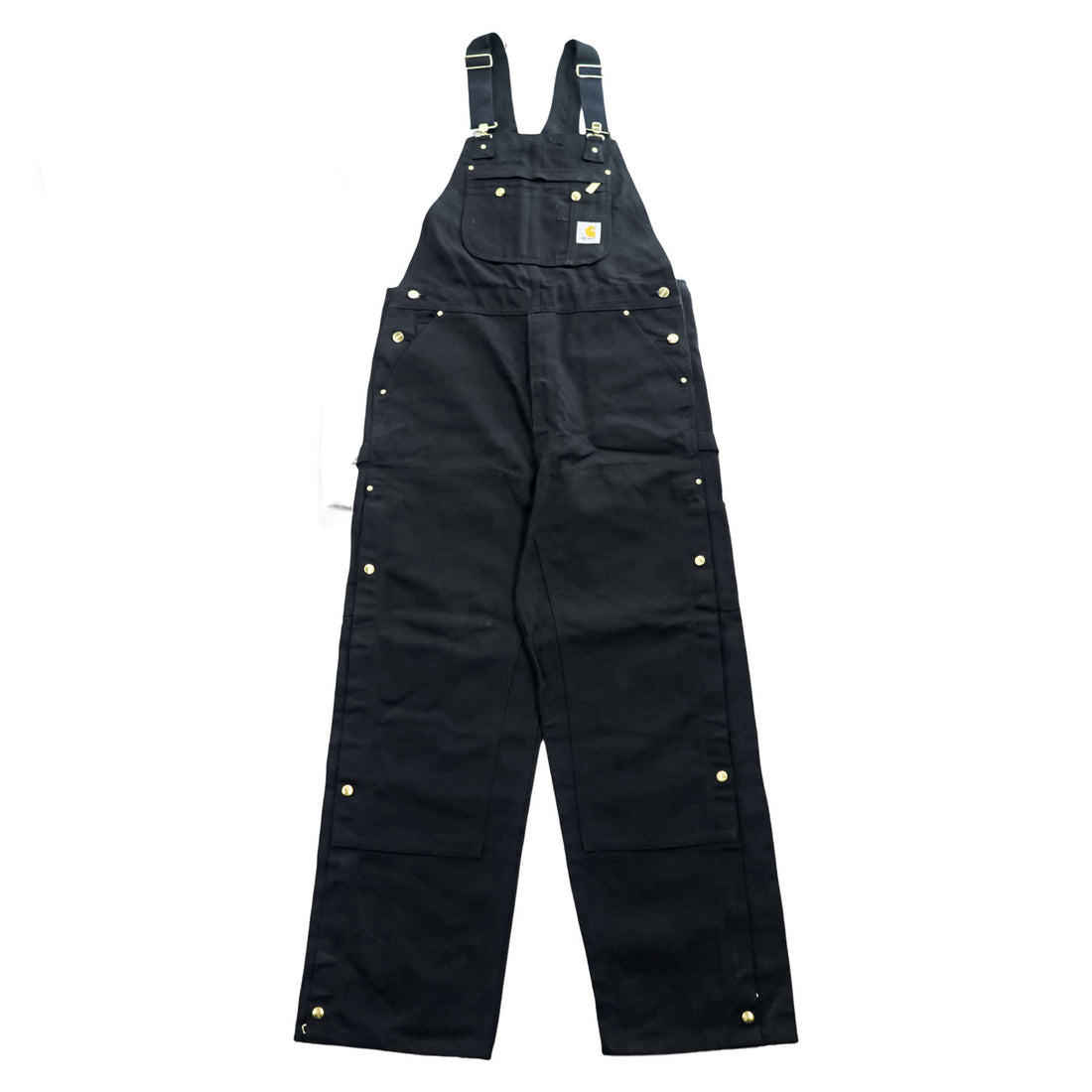 carhartt ダブルニー ダック オーバーオール 36 x 32 ブラック キャンバス BIB OVERALLS サイドジップ スリット R37-BLK 未使用品