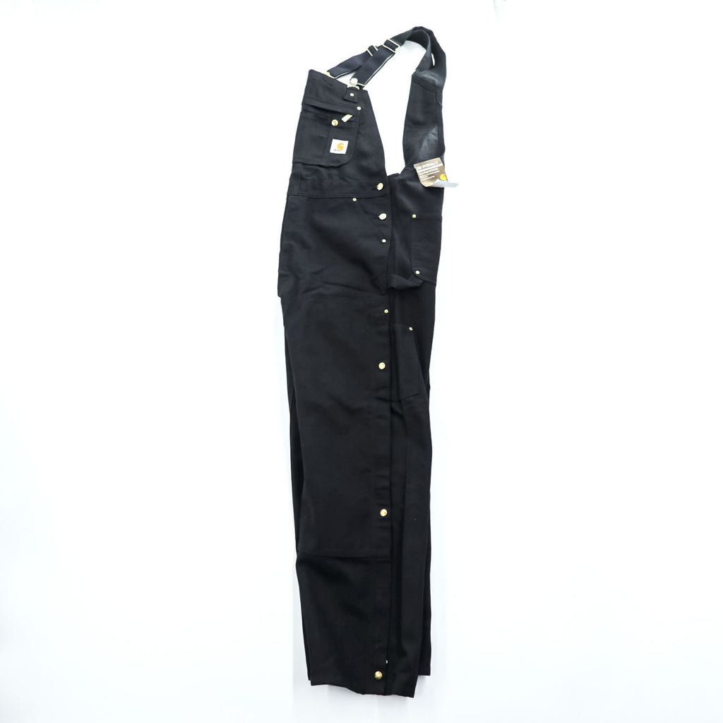 carhartt ダブルニー ダック オーバーオール 36 x 32 ブラック キャンバス BIB OVERALLS サイドジップ スリット R37-BLK 未使用品