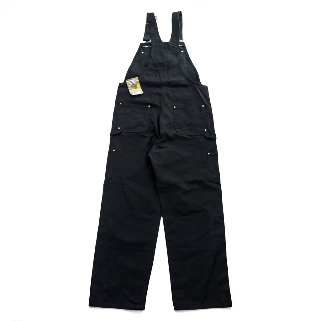 carhartt ダブルニー ダック オーバーオール 36 x 32 ブラック キャンバス BIB OVERALLS サイドジップ スリット R37-BLK 未使用品