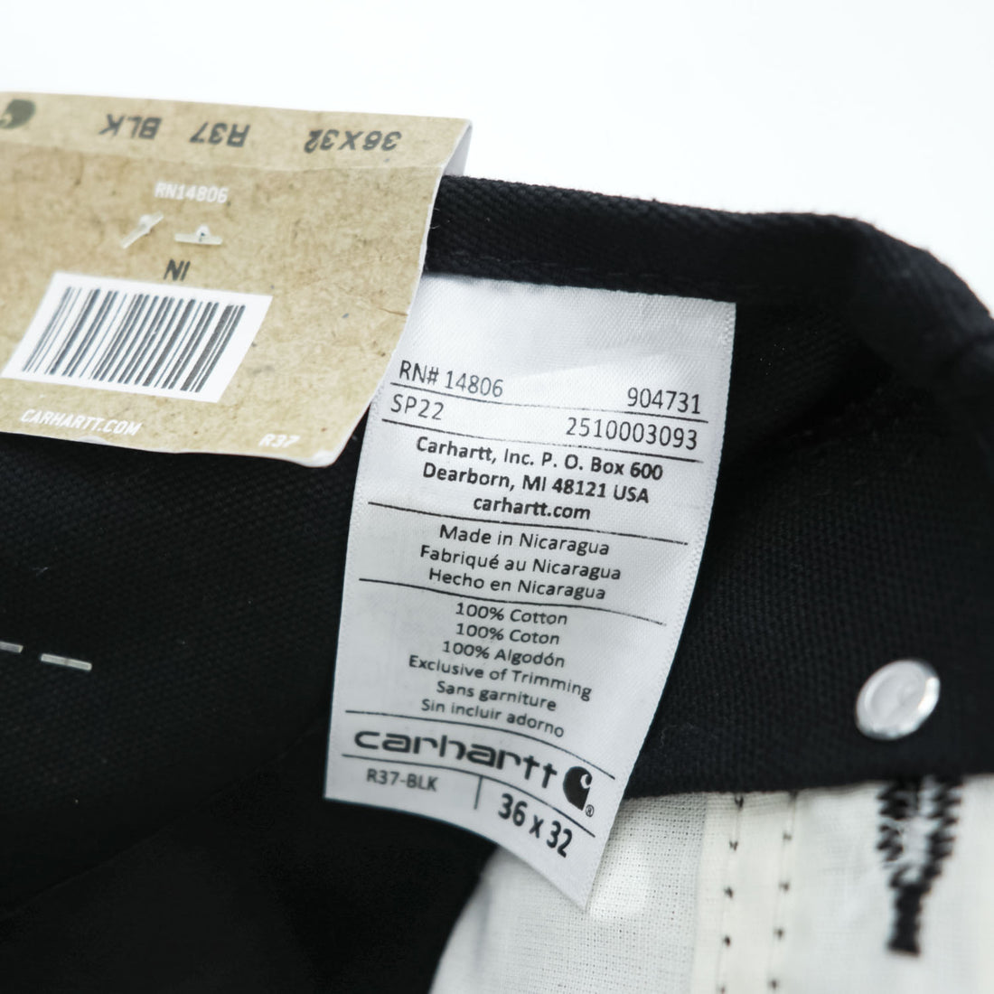 carhartt ダブルニー ダック オーバーオール 36 x 32 ブラック キャンバス BIB OVERALLS サイドジップ スリット R37-BLK 未使用品