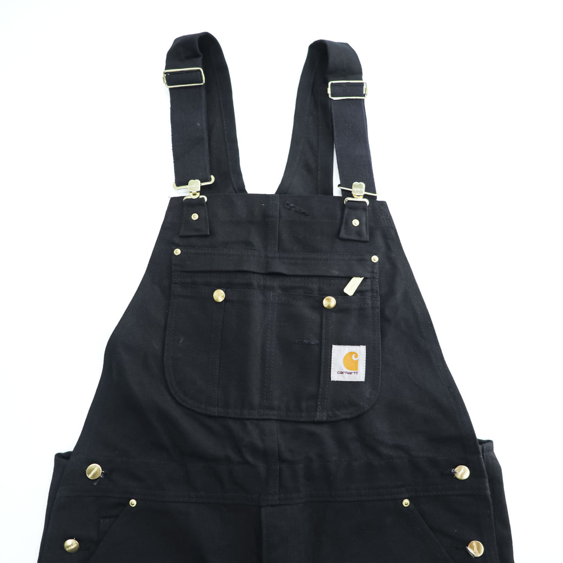 carhartt ダブルニー ダック オーバーオール 36 x 32 ブラック キャンバス BIB OVERALLS サイドジップ スリット R37-BLK 未使用品