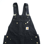 carhartt ダブルニー ダック オーバーオール 36 x 32 ブラック キャンバス BIB OVERALLS サイドジップ スリット R37-BLK 未使用品