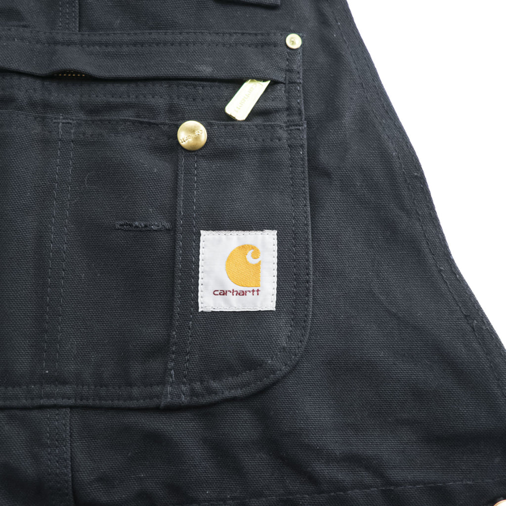 carhartt ダブルニー ダック オーバーオール 36 x 32 ブラック キャンバス BIB OVERALLS サイドジップ スリット R37-BLK 未使用品