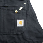 carhartt ダブルニー ダック オーバーオール 36 x 32 ブラック キャンバス BIB OVERALLS サイドジップ スリット R37-BLK 未使用品