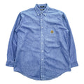 Polo Ralph Lauren 90年代 USA製 ヴィンテージ 長袖 デニム シャツ XL ブルー ボタンダウン エンブレム 刺繍