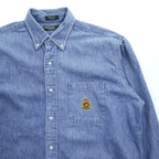 Polo Ralph Lauren 90年代 USA製 ヴィンテージ 長袖 デニム シャツ XL ブルー ボタンダウン エンブレム 刺繍