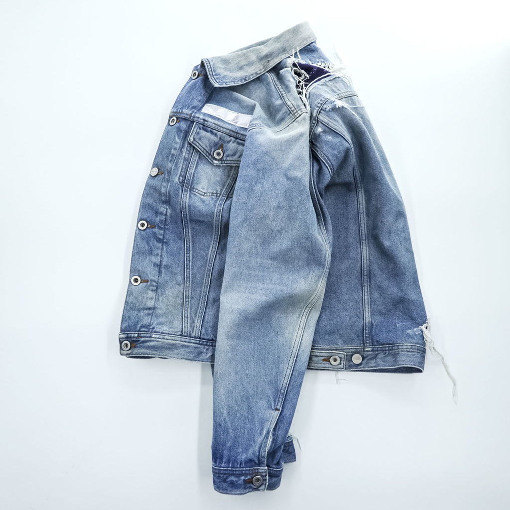 DIESEL デニムジャケット Gジャン L ブルー NHILL-TM ダメージ加工 バンダナ柄 リフレクター 00SSN60077W
